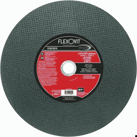 Heavy Duty Cut-Off Wheel, 14 In Dia X 1/8 In THK, 20 Mm Center Hole, AC24SB Grit, Aluminum Oxide/Sil